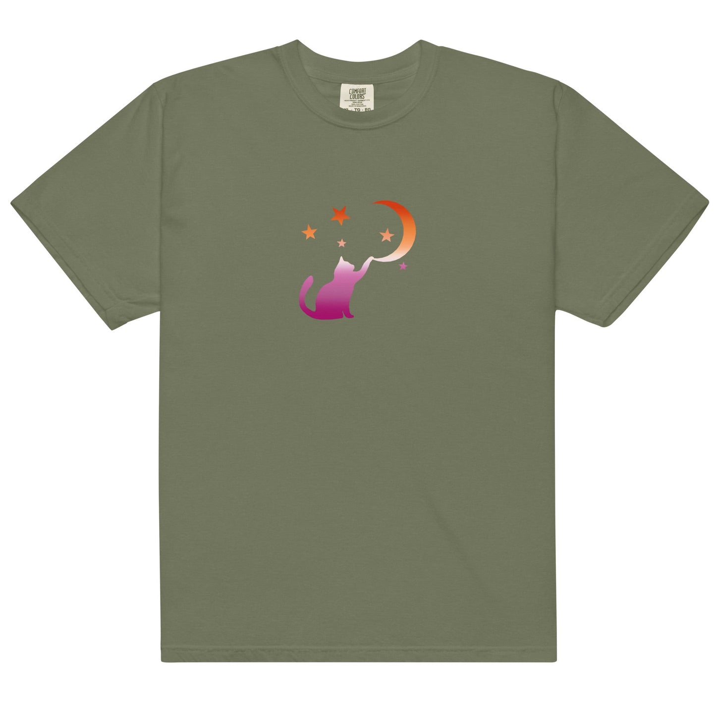 Subtle Lesbian Flag | Cat Touching the Moon | T-shirt - The Sapphic Company