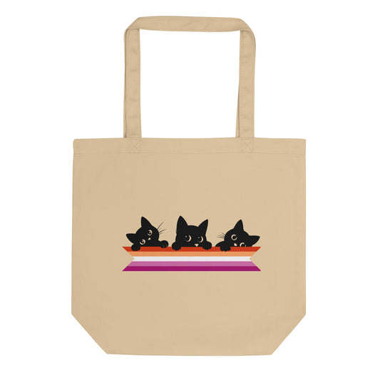 Cute Cats Holding Lesbian Flag | Eco Tote Bag - The Sapphic Company