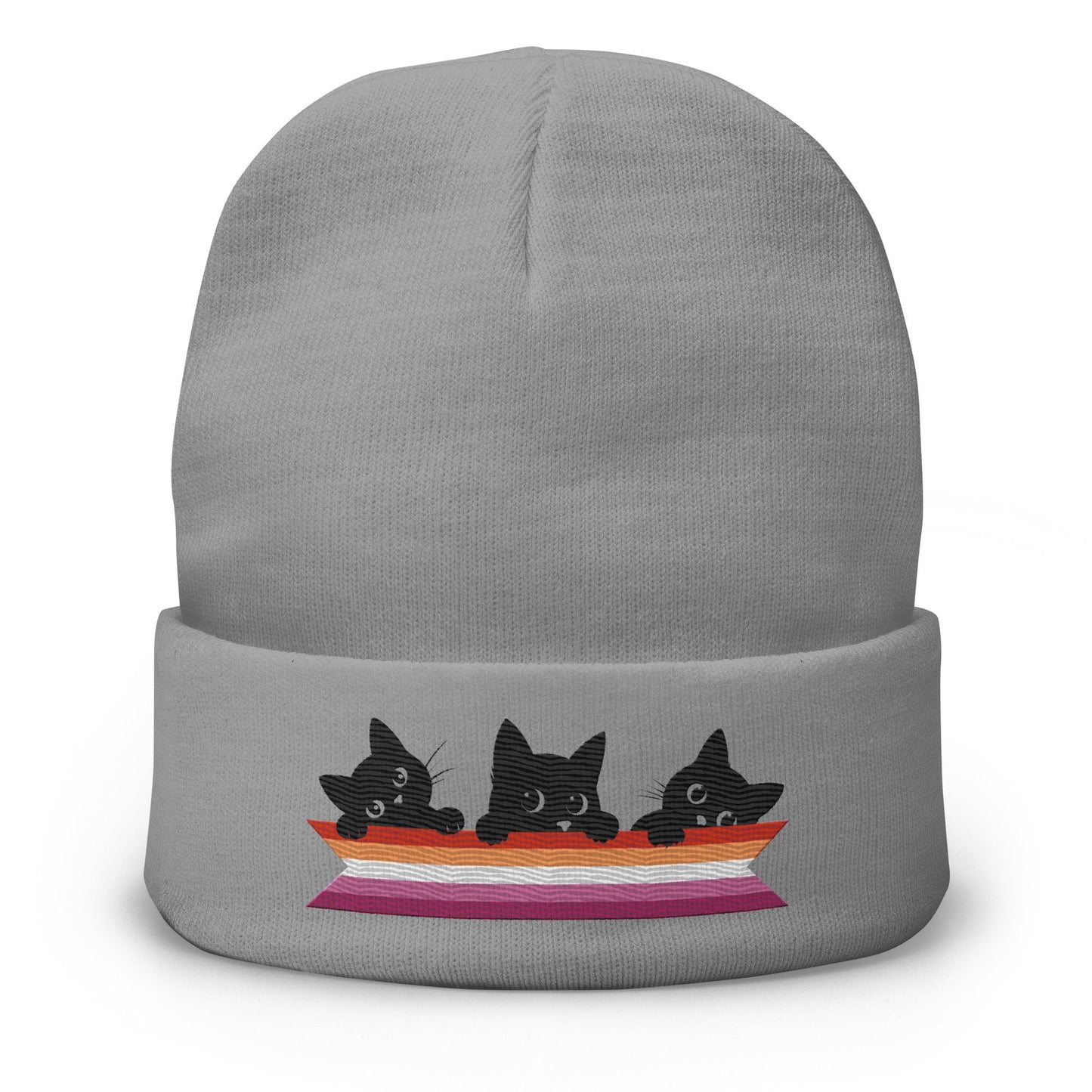Cute Cats Holding Lesbian Flag | Embroidered Beanie - The Sapphic Company