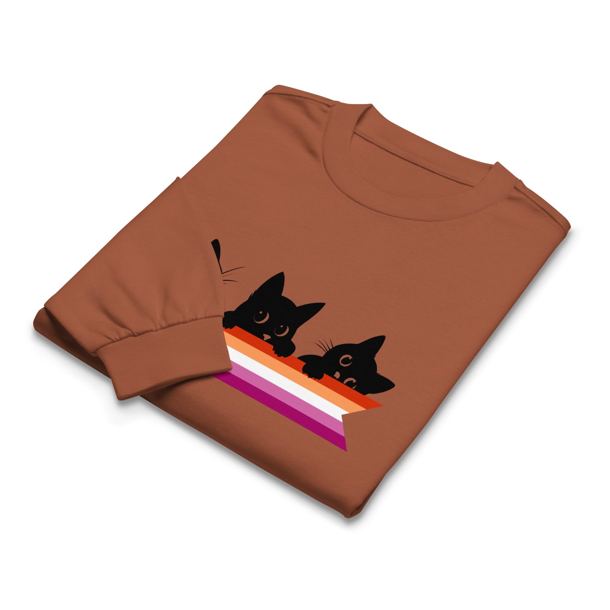 Cute Cats Holding Lesbian Flag | Premium heavyweight long sleeve shirt - The Sapphic Company