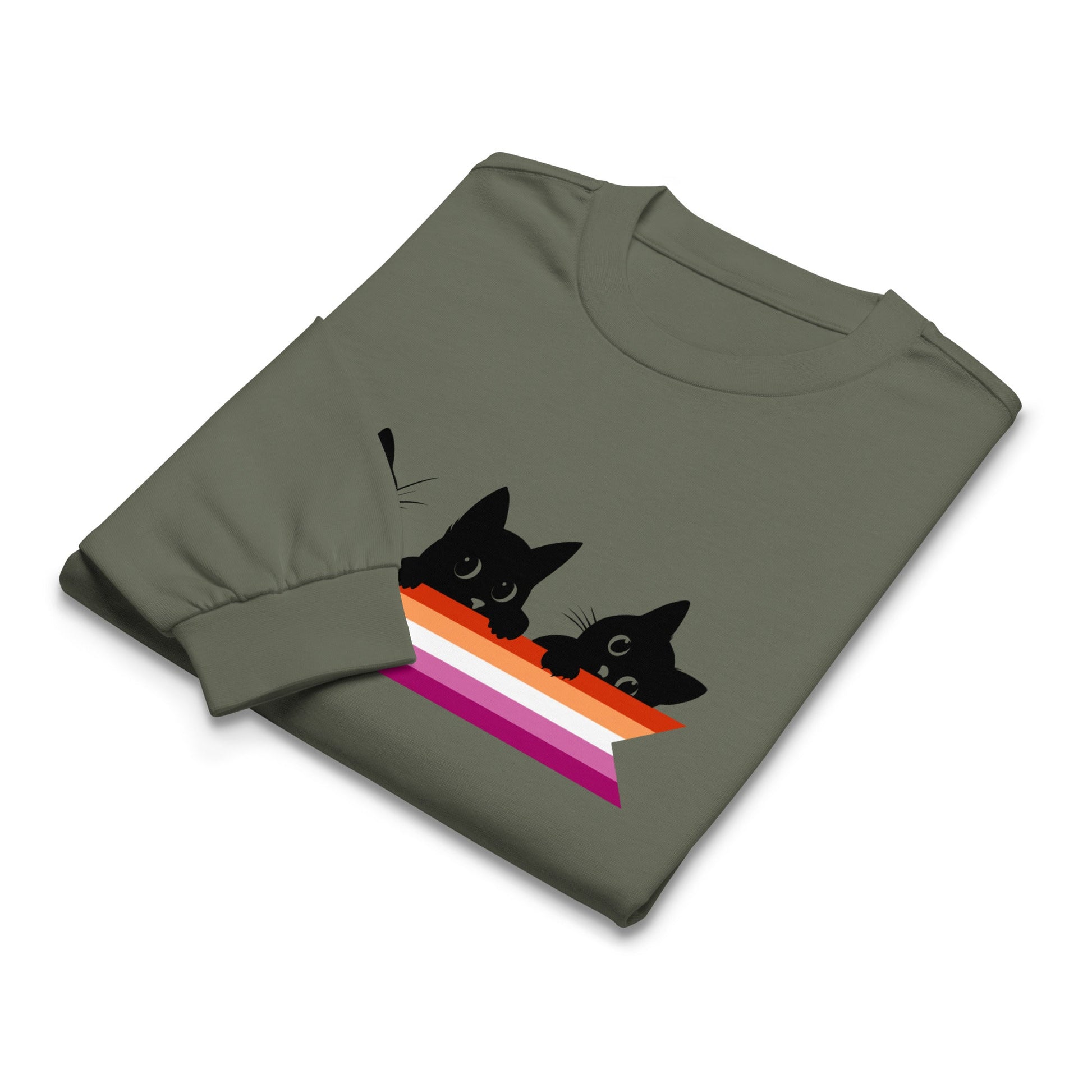 Cute Cats Holding Lesbian Flag | Premium heavyweight long sleeve shirt - The Sapphic Company