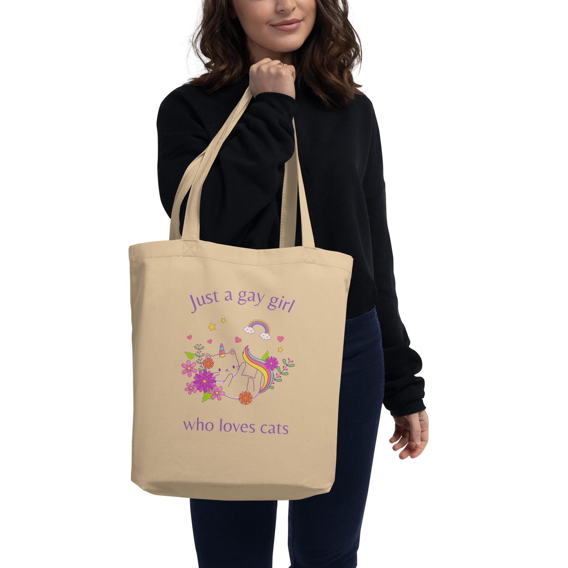 Just A Gay Girl Who Loves Cats | Eco Tote Bag - The Sapphic Company