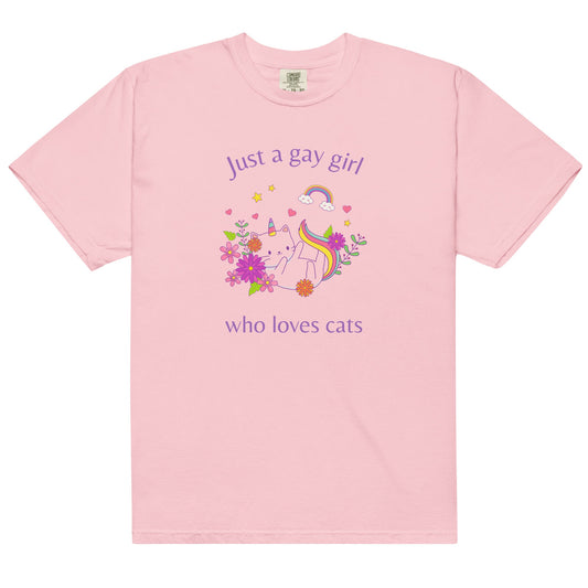 Just A Gay Girl Who Loves Cats | T-shirt - The Sapphic Company