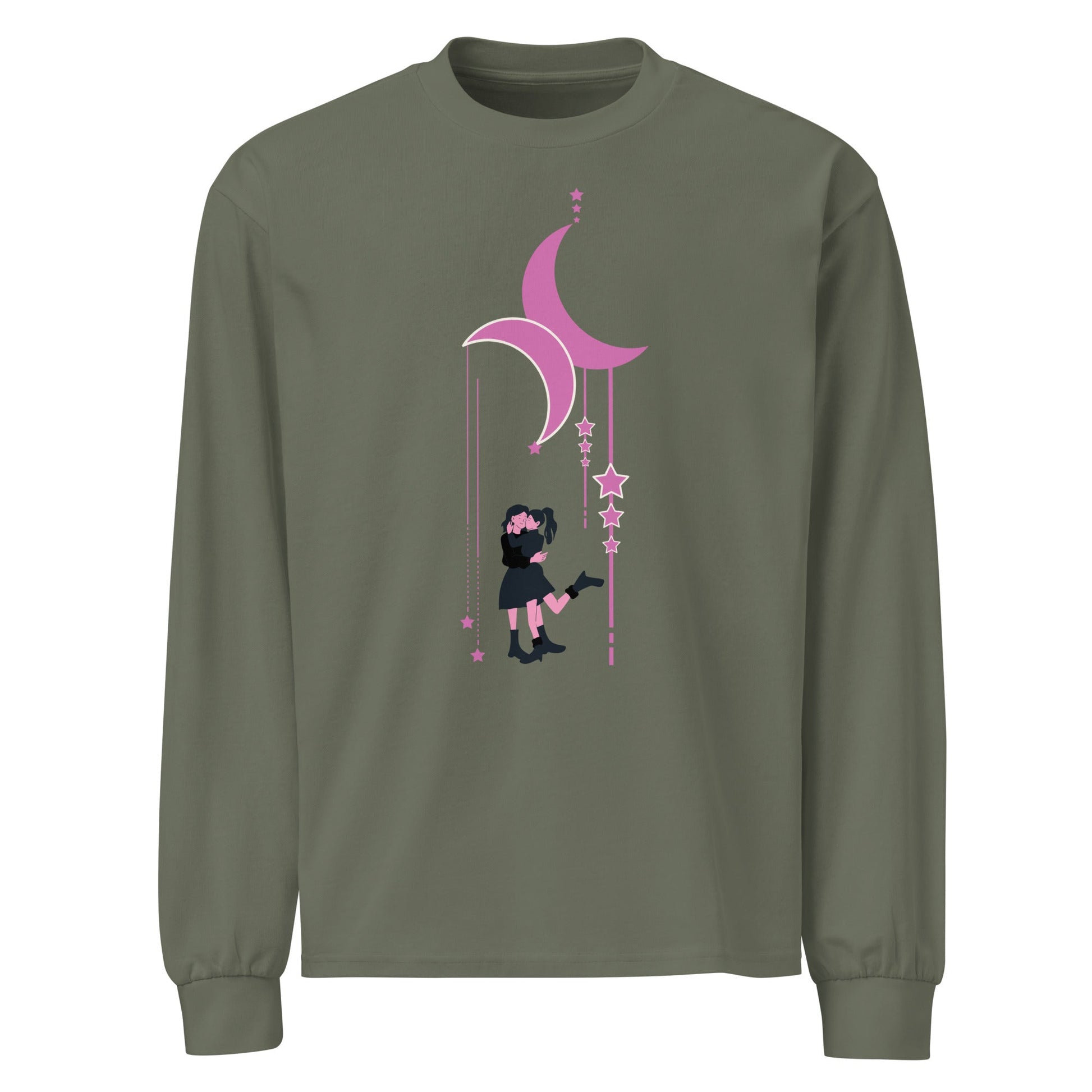 Lesbian Couple Under the Moon | Premium heavyweight long sleeve shirt - The Sapphic Company