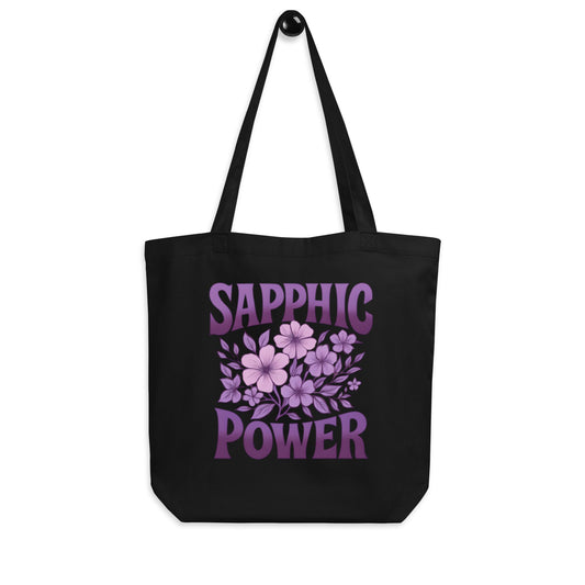 Sapphic Power with Flowers | Eco Tote Bag - The Sapphic Company