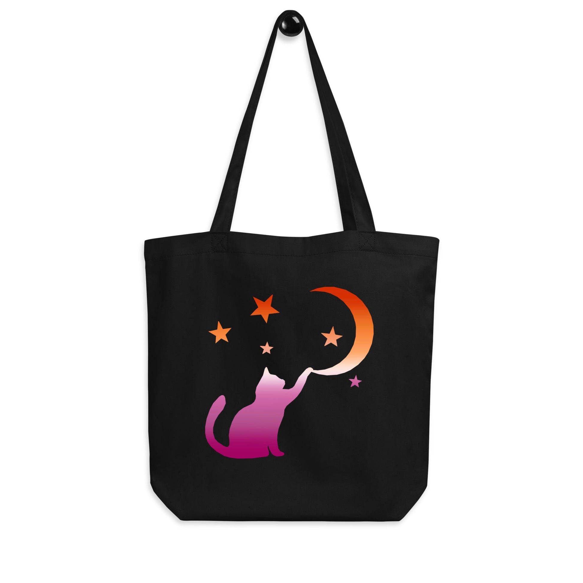 Subtle Lesbian Flag | Cat Touching the Moon | Eco Tote Bag - The Sapphic Company