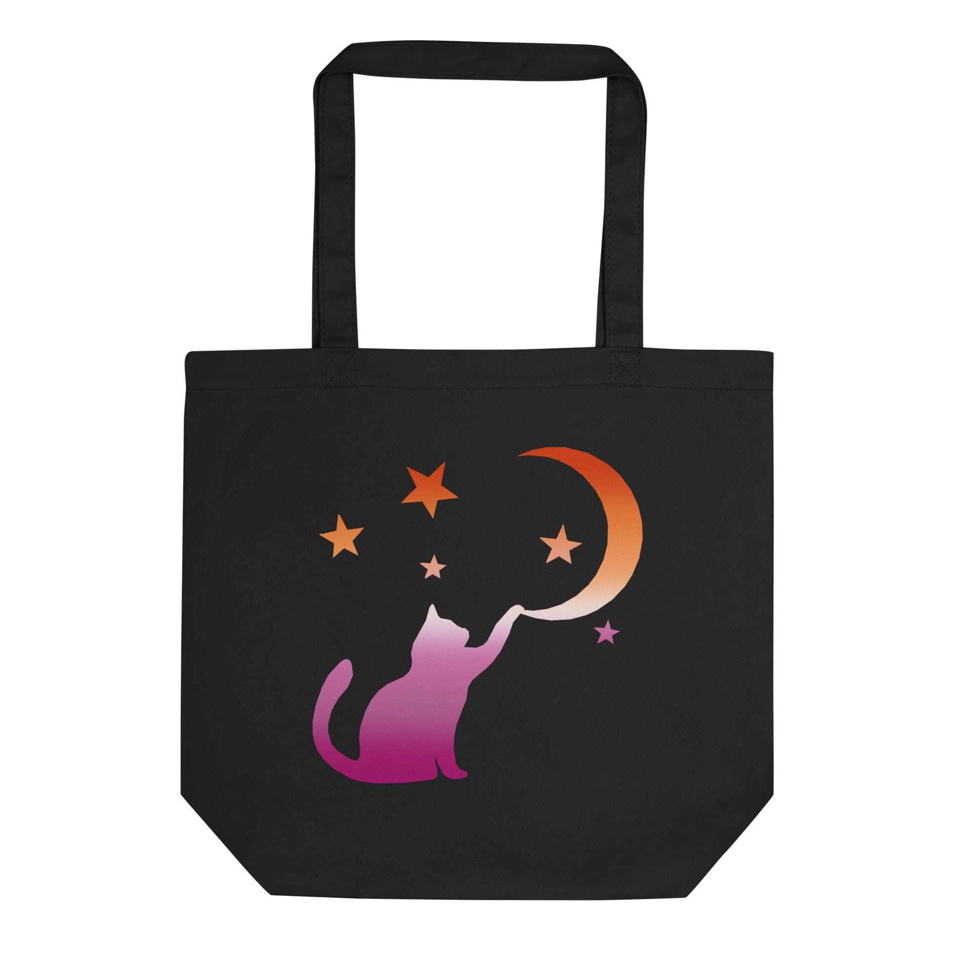 Subtle Lesbian Flag | Cat Touching the Moon | Eco Tote Bag - The Sapphic Company