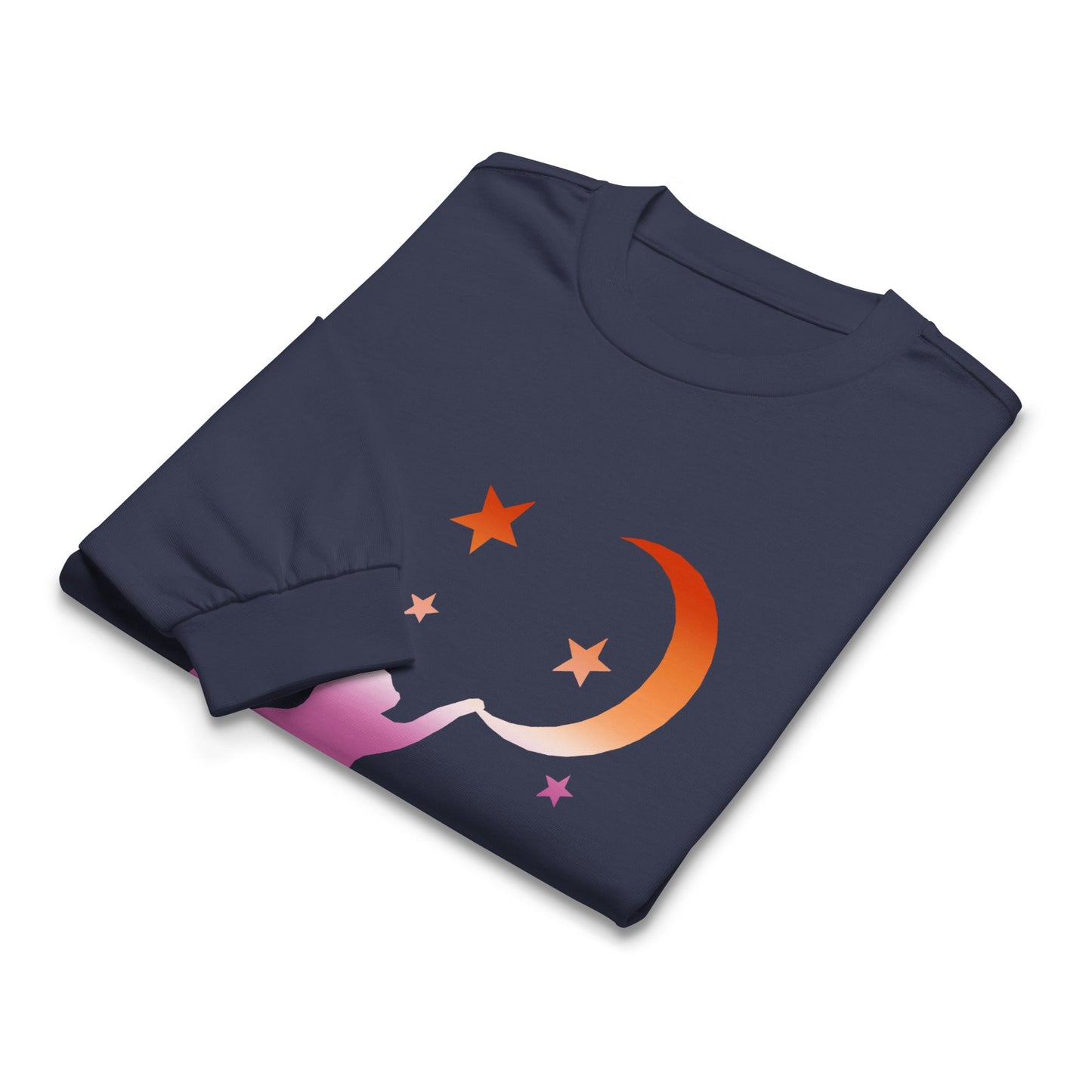 Subtle Lesbian Flag | Cat Touching the Moon | Premium heavyweight long sleeve shirt - The Sapphic Company