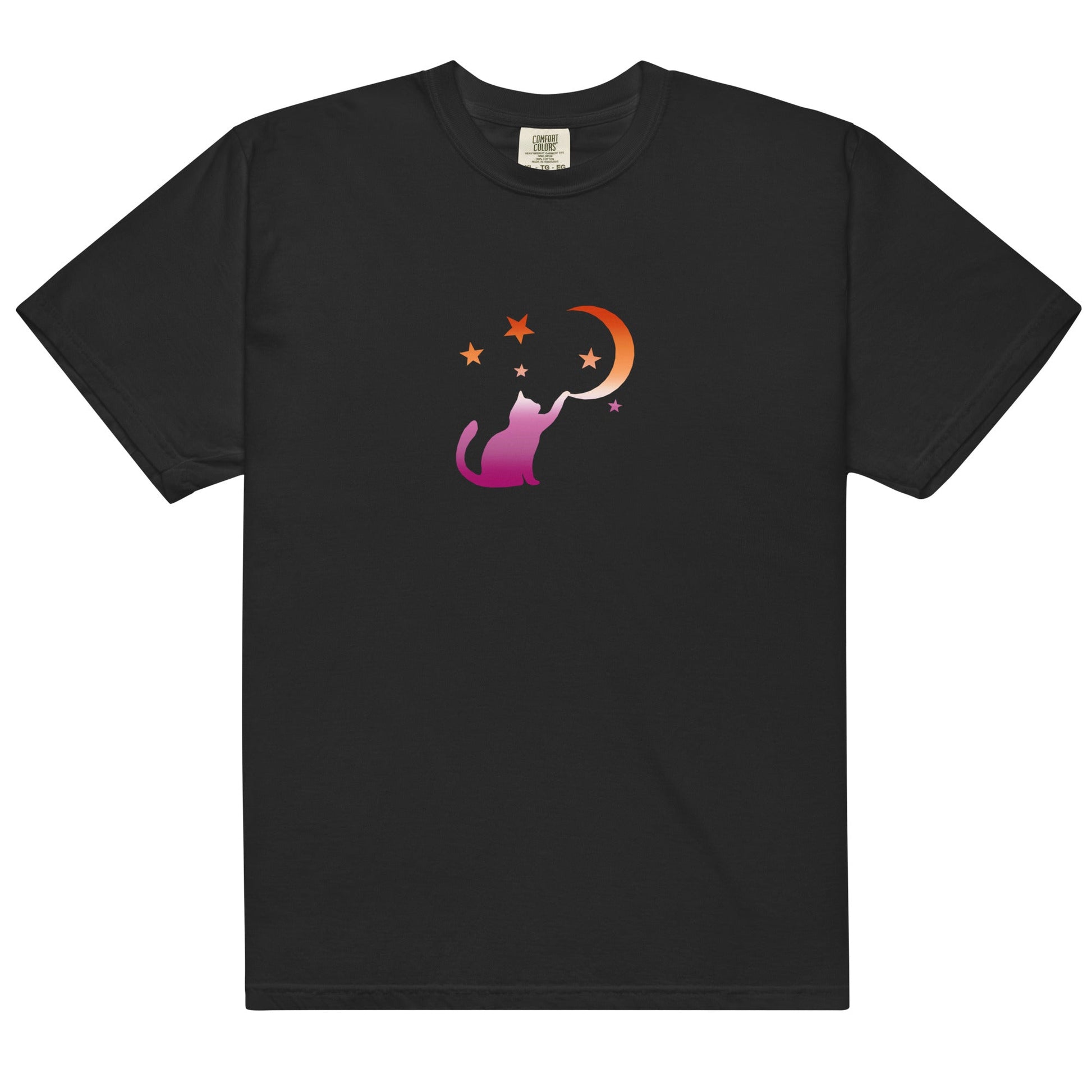 Subtle Lesbian Flag | Cat Touching the Moon | T-shirt - The Sapphic Company