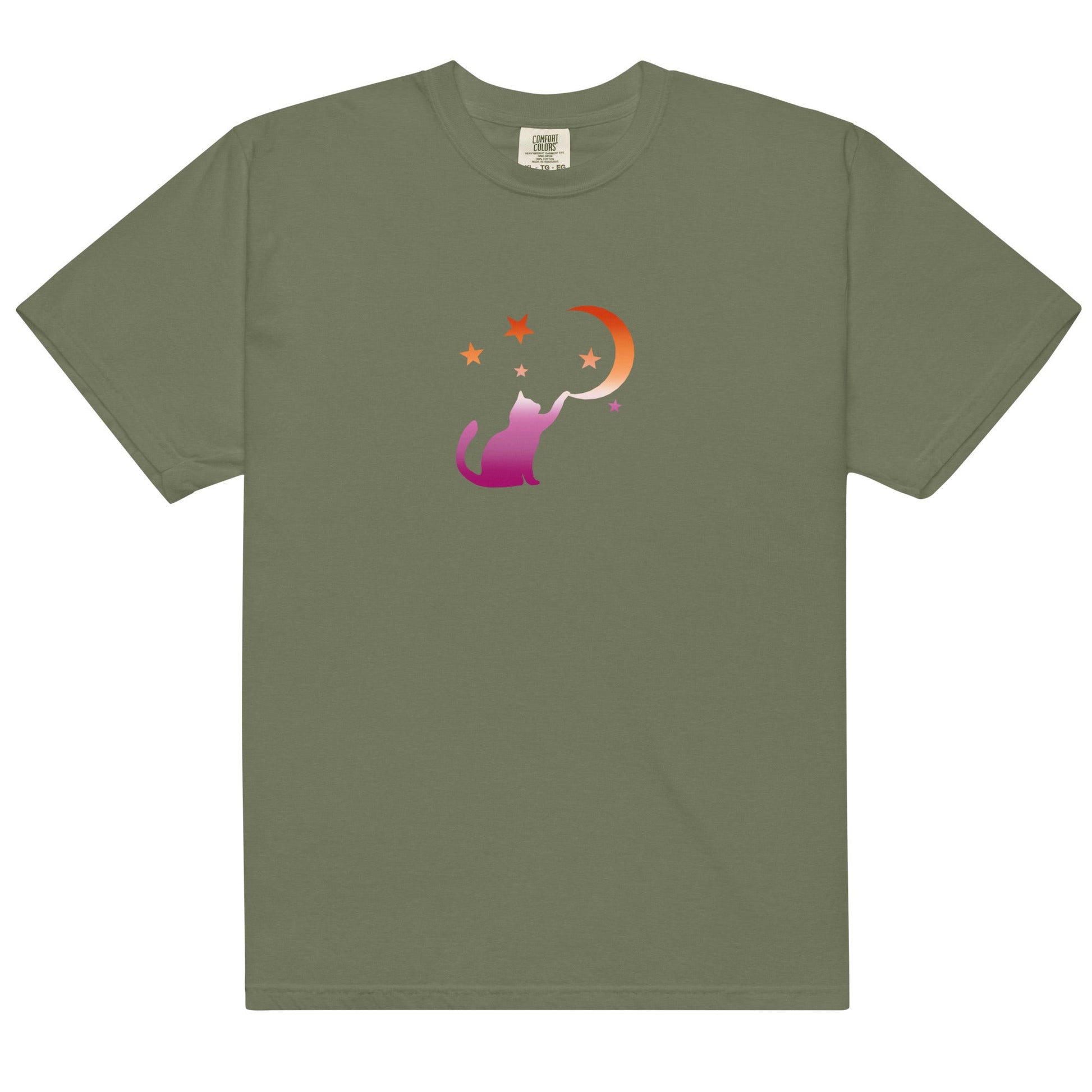 Subtle Lesbian Flag | Cat Touching the Moon | T-shirt - The Sapphic Company