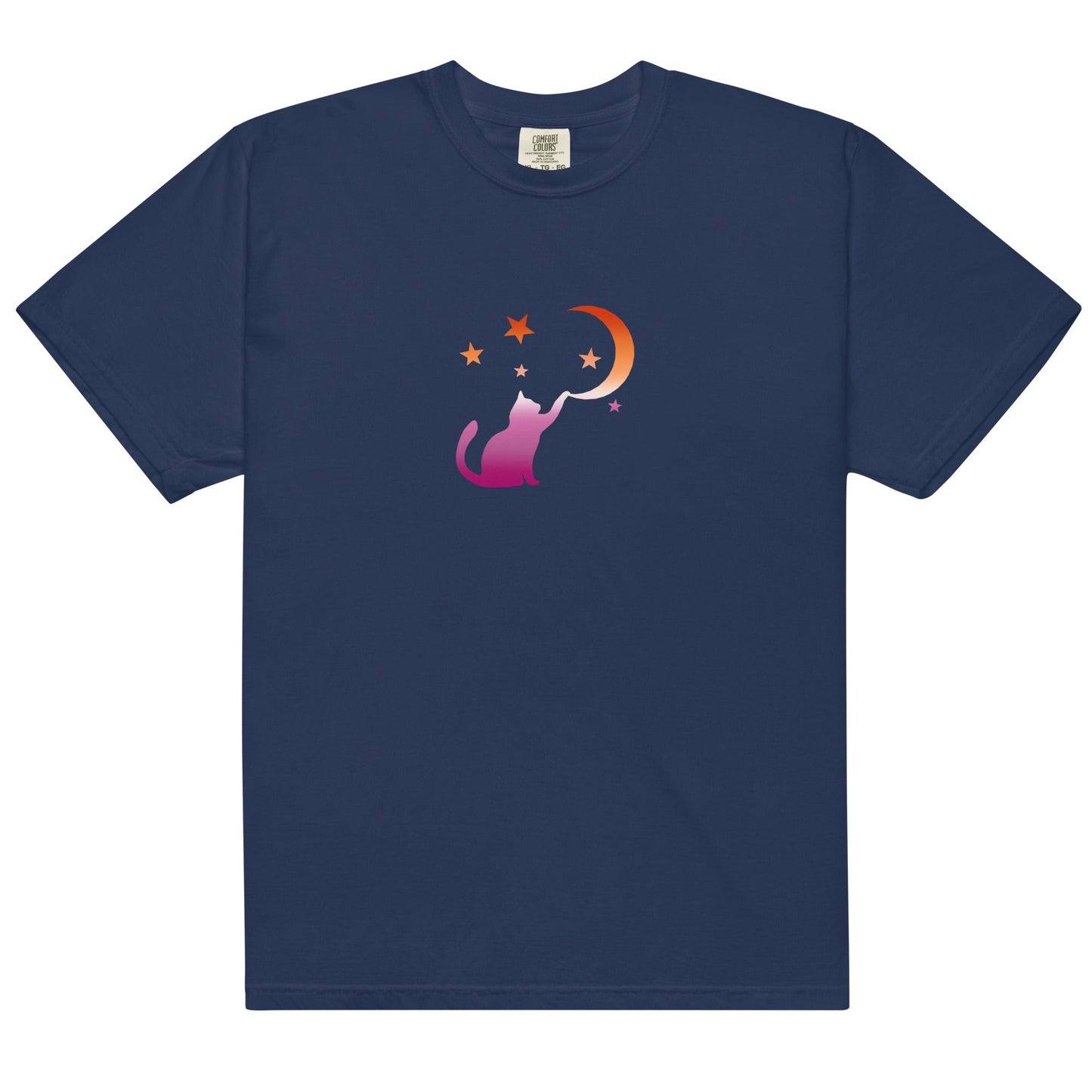 Subtle Lesbian Flag | Cat Touching the Moon | T-shirt - The Sapphic Company