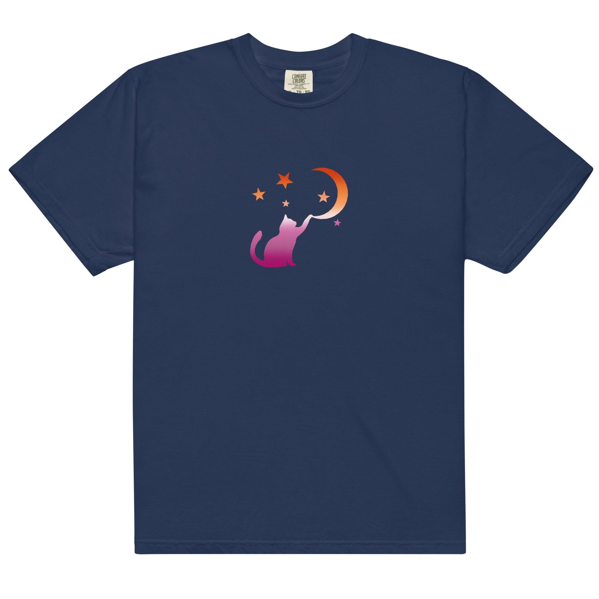 Subtle Lesbian Flag | Cat Touching the Moon | T-shirt - The Sapphic Company