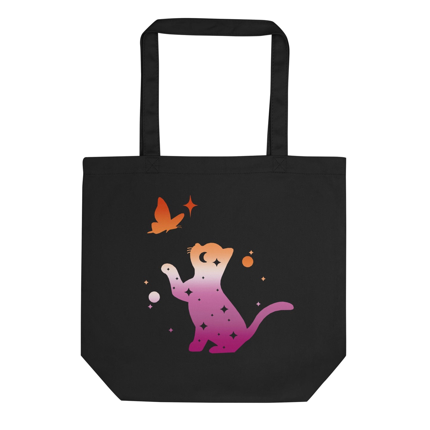 Subtle Lesbian Flag | Cat with Butterfly | Eco Tote Bag - The Sapphic Company