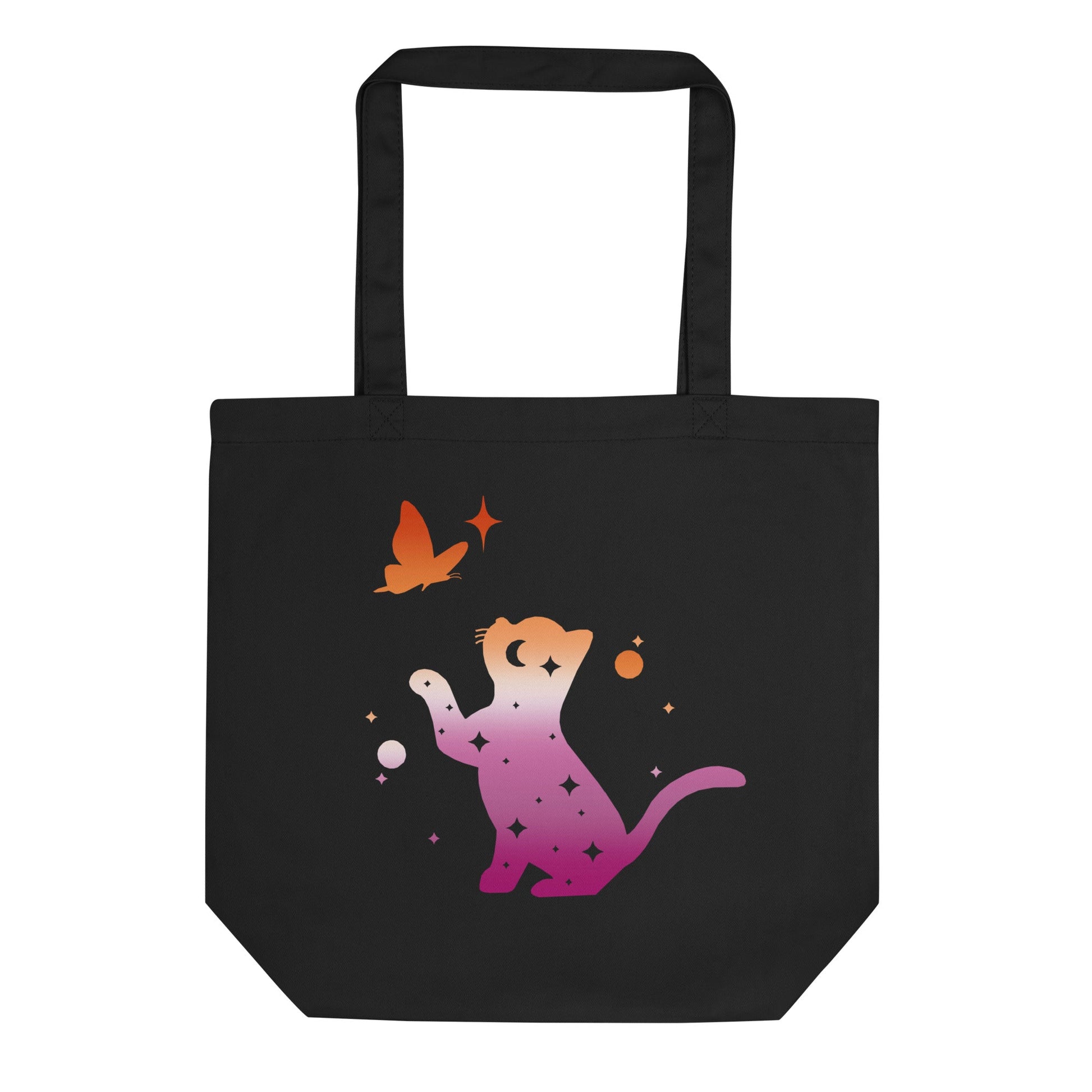 Subtle Lesbian Flag | Cat with Butterfly | Eco Tote Bag - The Sapphic Company