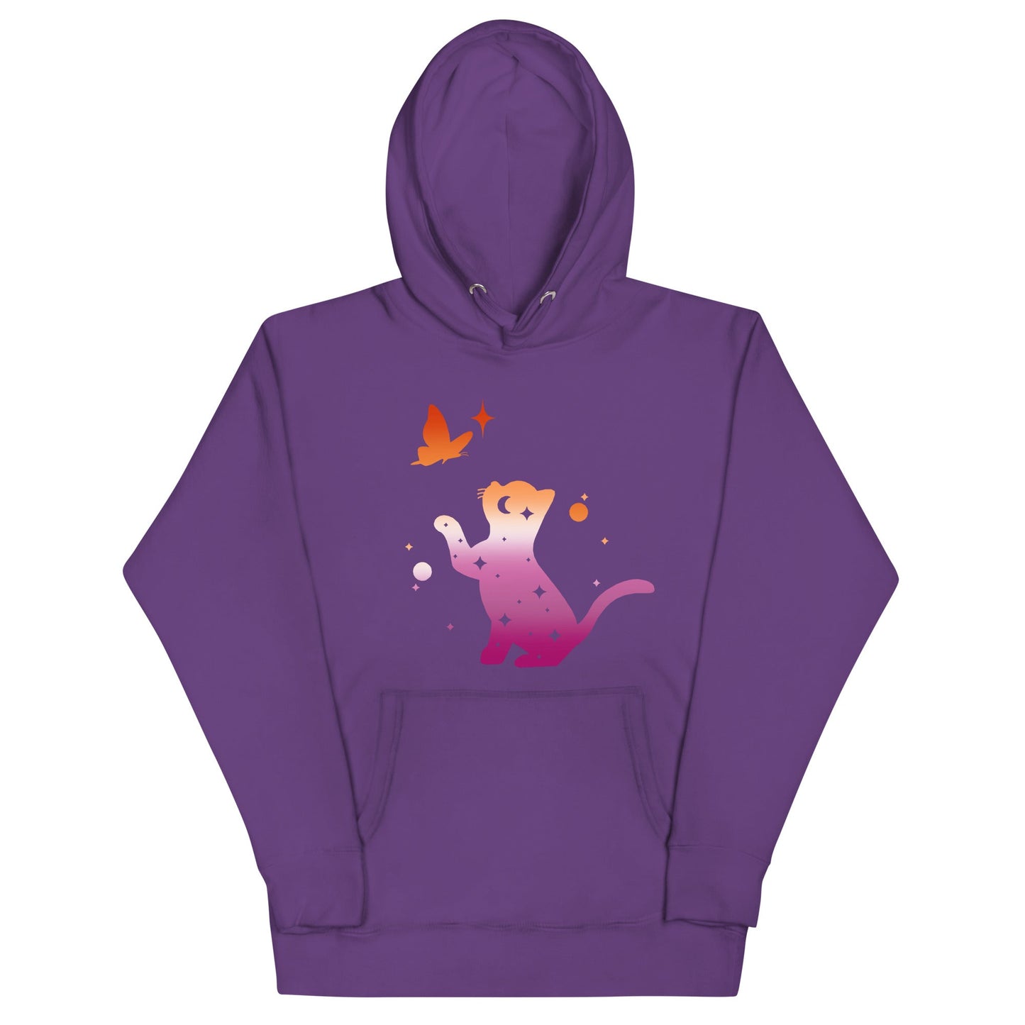 Subtle Lesbian Flag | Cat with Butterfly | Premium Hoodie - The Sapphic Company