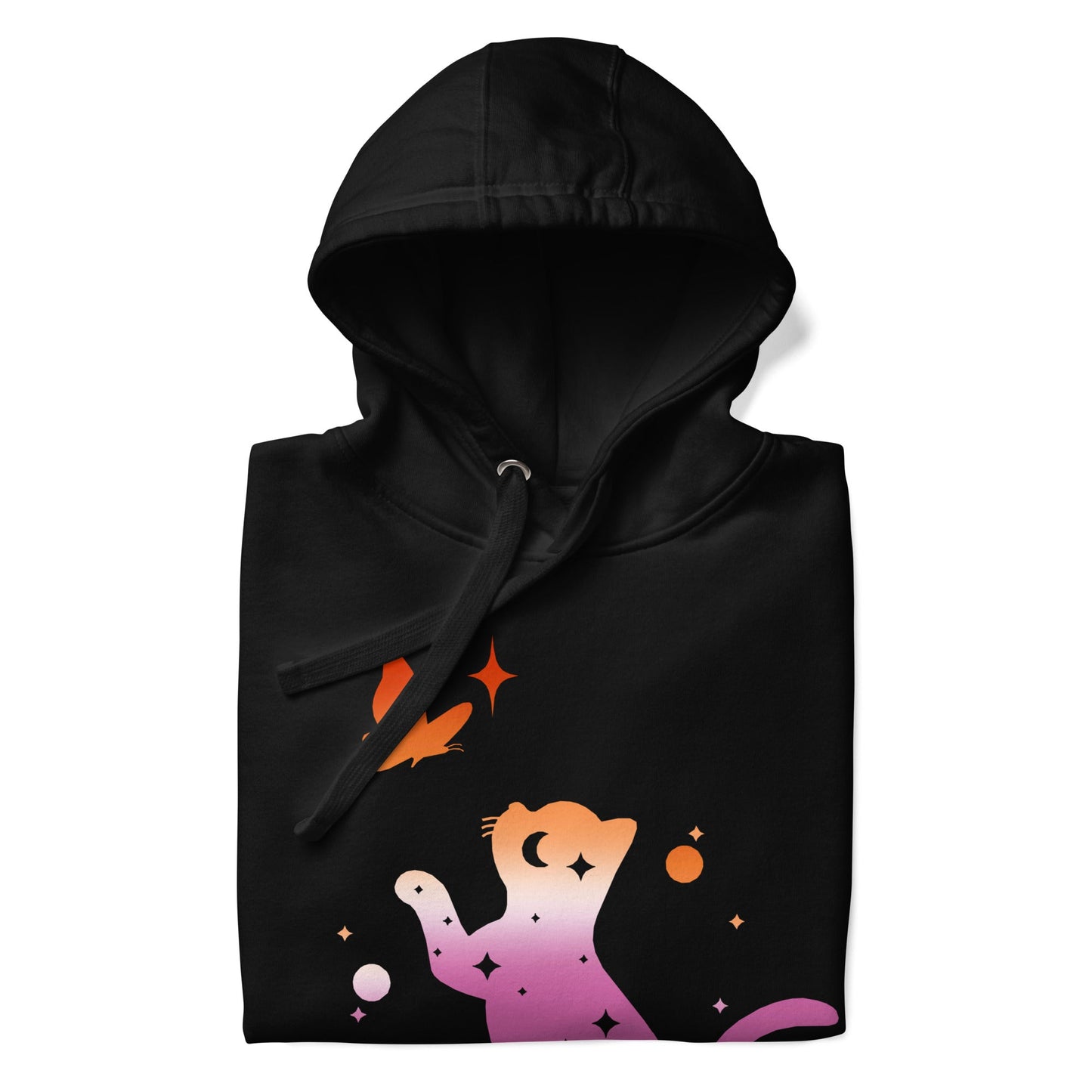 Subtle Lesbian Flag | Cat with Butterfly | Premium Hoodie - The Sapphic Company