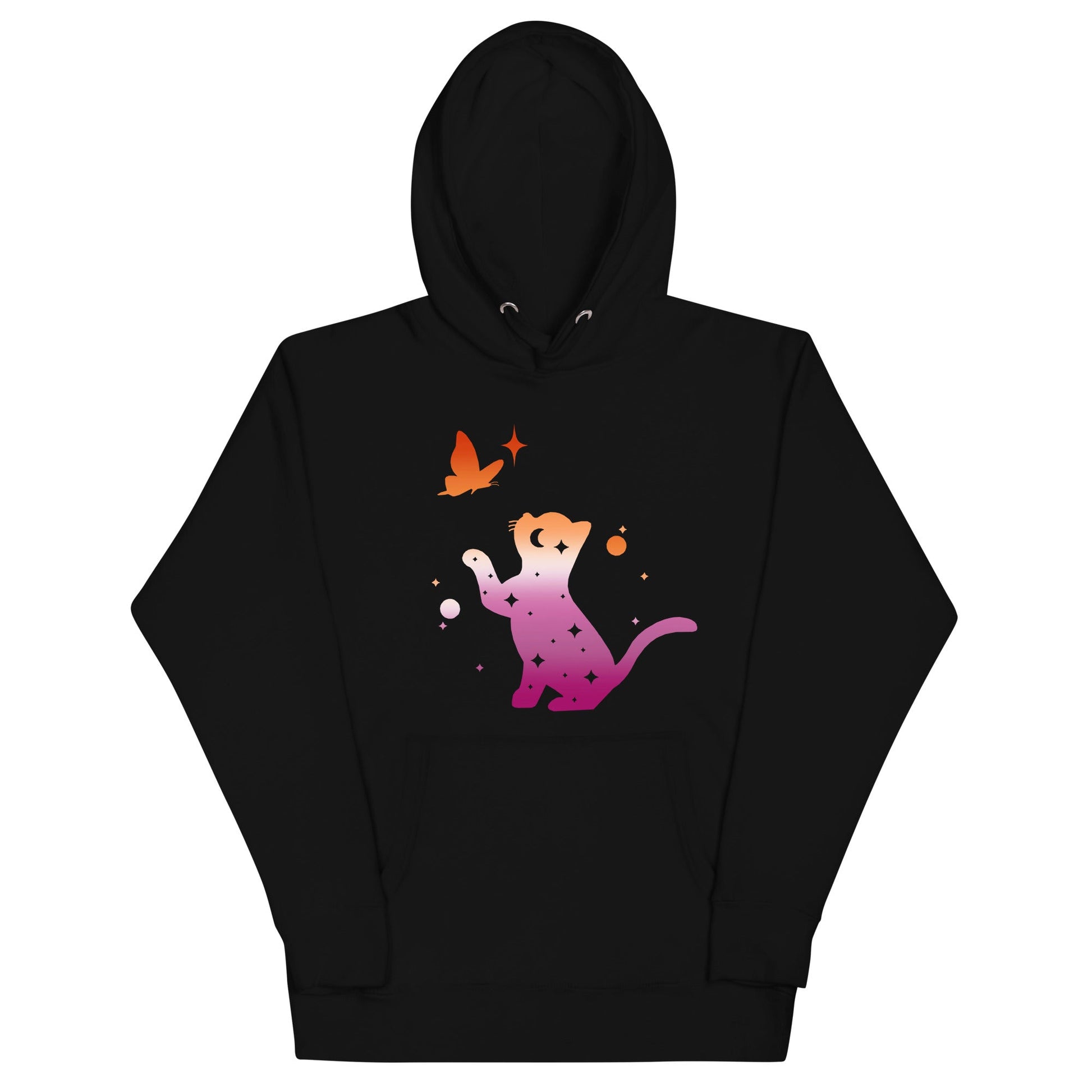 Subtle Lesbian Flag | Cat with Butterfly | Premium Hoodie - The Sapphic Company