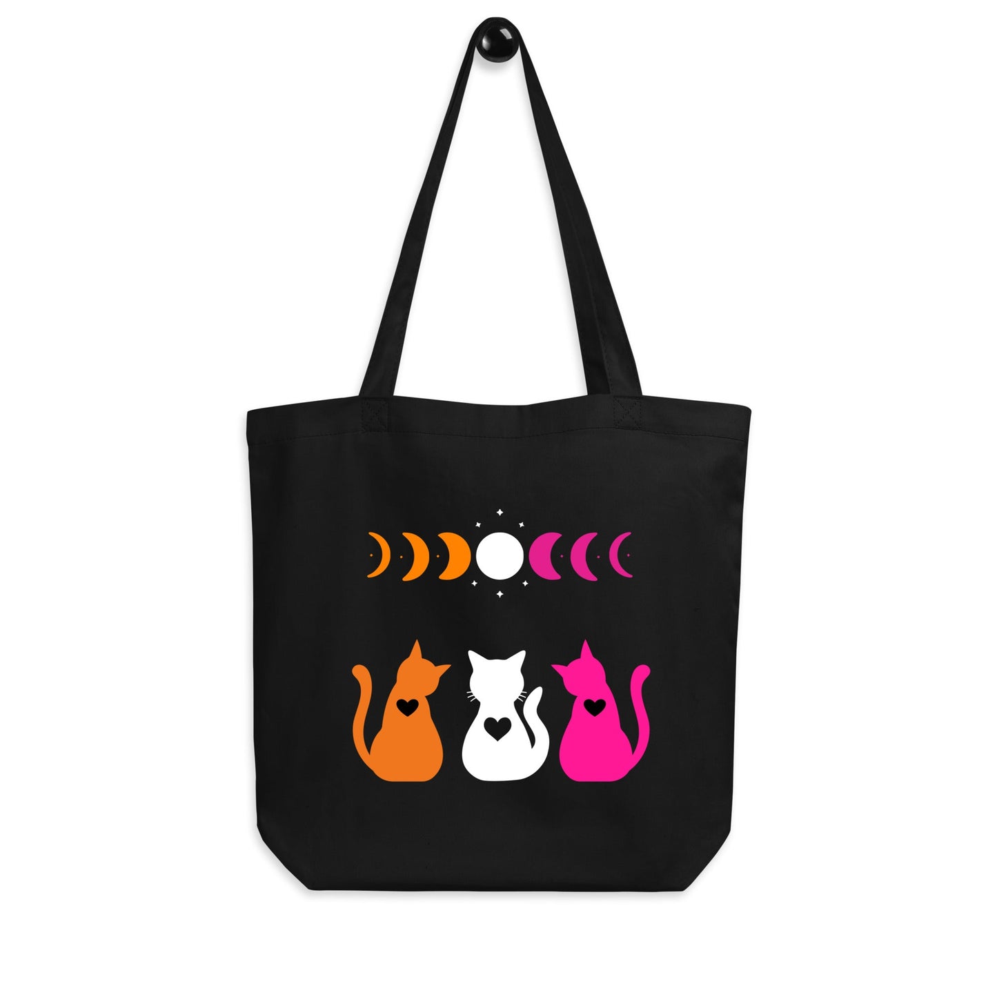 Subtle Lesbian Flag | Cats and Moon Phases | Eco Tote Bag - The Sapphic Company