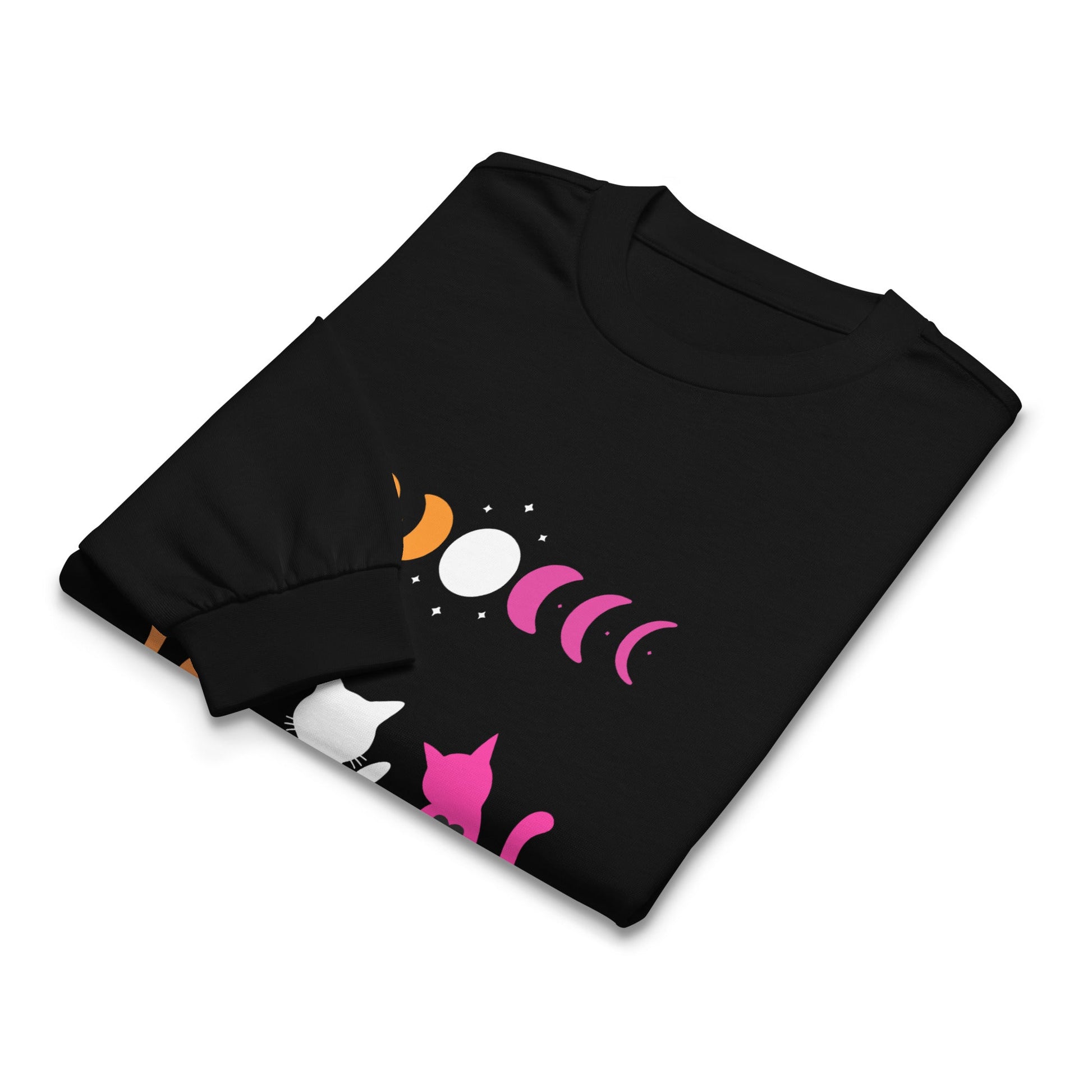 Subtle Lesbian Flag | Cats and Moon Phases | Premium heavyweight long sleeve shirt - The Sapphic Company