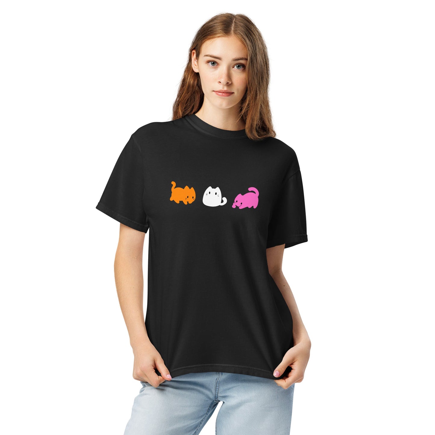 Subtle Lesbian Flag | Cute Cats | T-shirt - The Sapphic Company