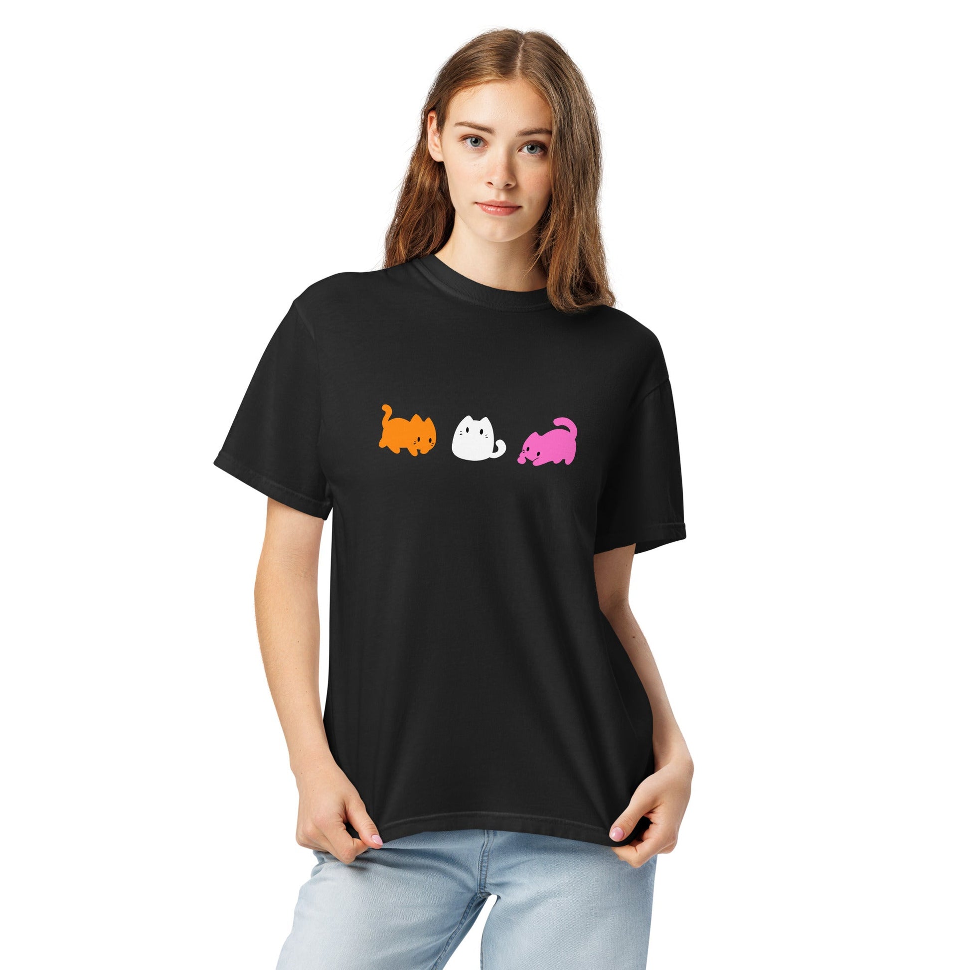 Subtle Lesbian Flag | Cute Cats | T-shirt - The Sapphic Company