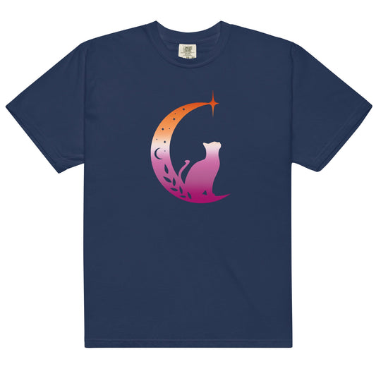 Subtle Lesbian Flag | Moonlit Cat | T-shirt - The Sapphic Company