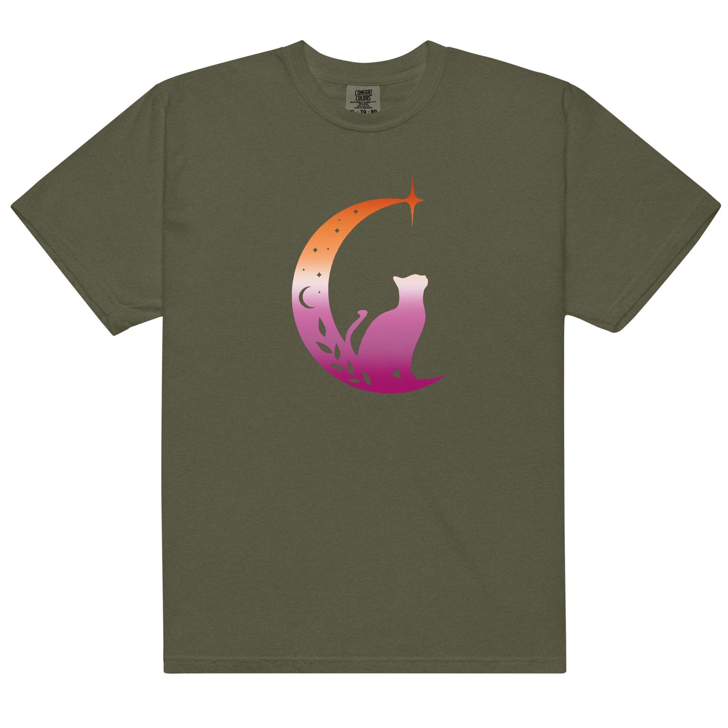 Subtle Lesbian Flag | Moonlit Cat | T-shirt - The Sapphic Company