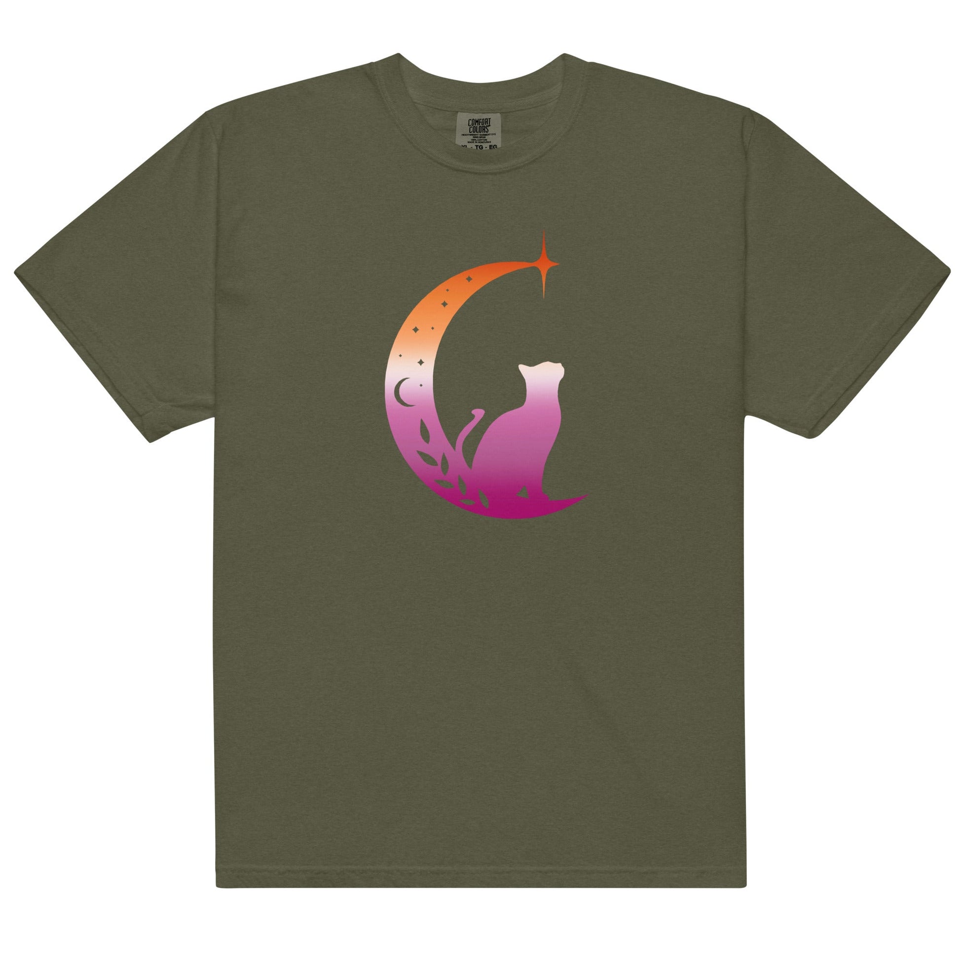 Subtle Lesbian Flag | Moonlit Cat | T-shirt - The Sapphic Company