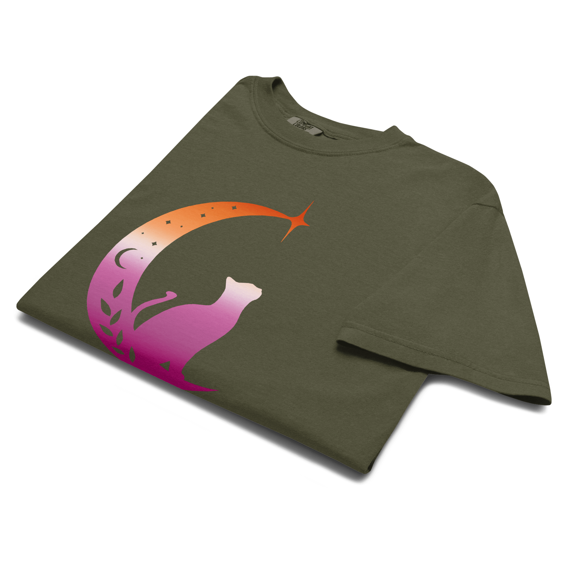 Subtle Lesbian Flag | Moonlit Cat | T-shirt - The Sapphic Company